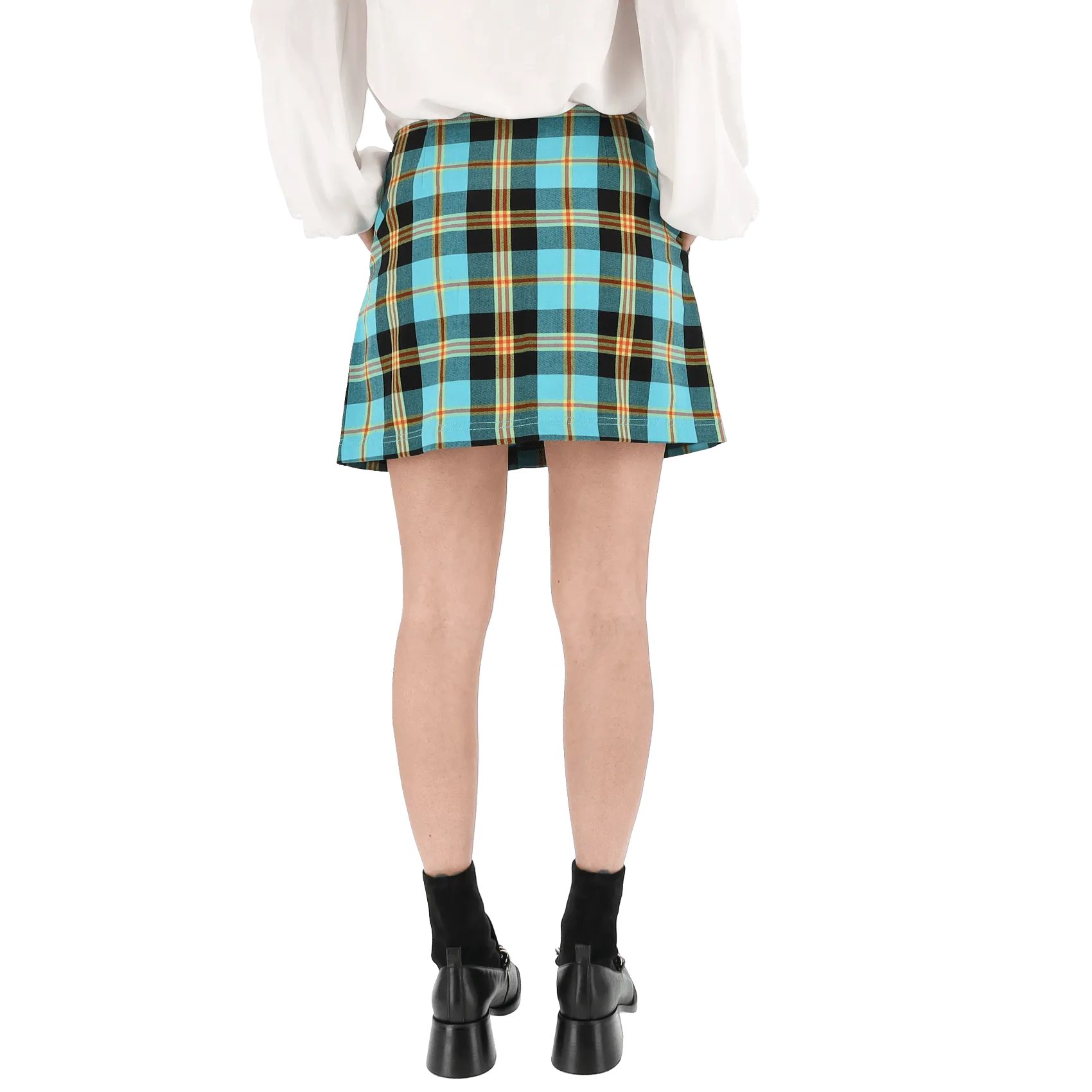 Joanie Plaid Skirt - Aqua Multi