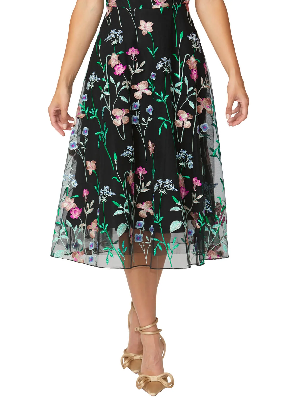 Leila Black Floral A-Line Dress