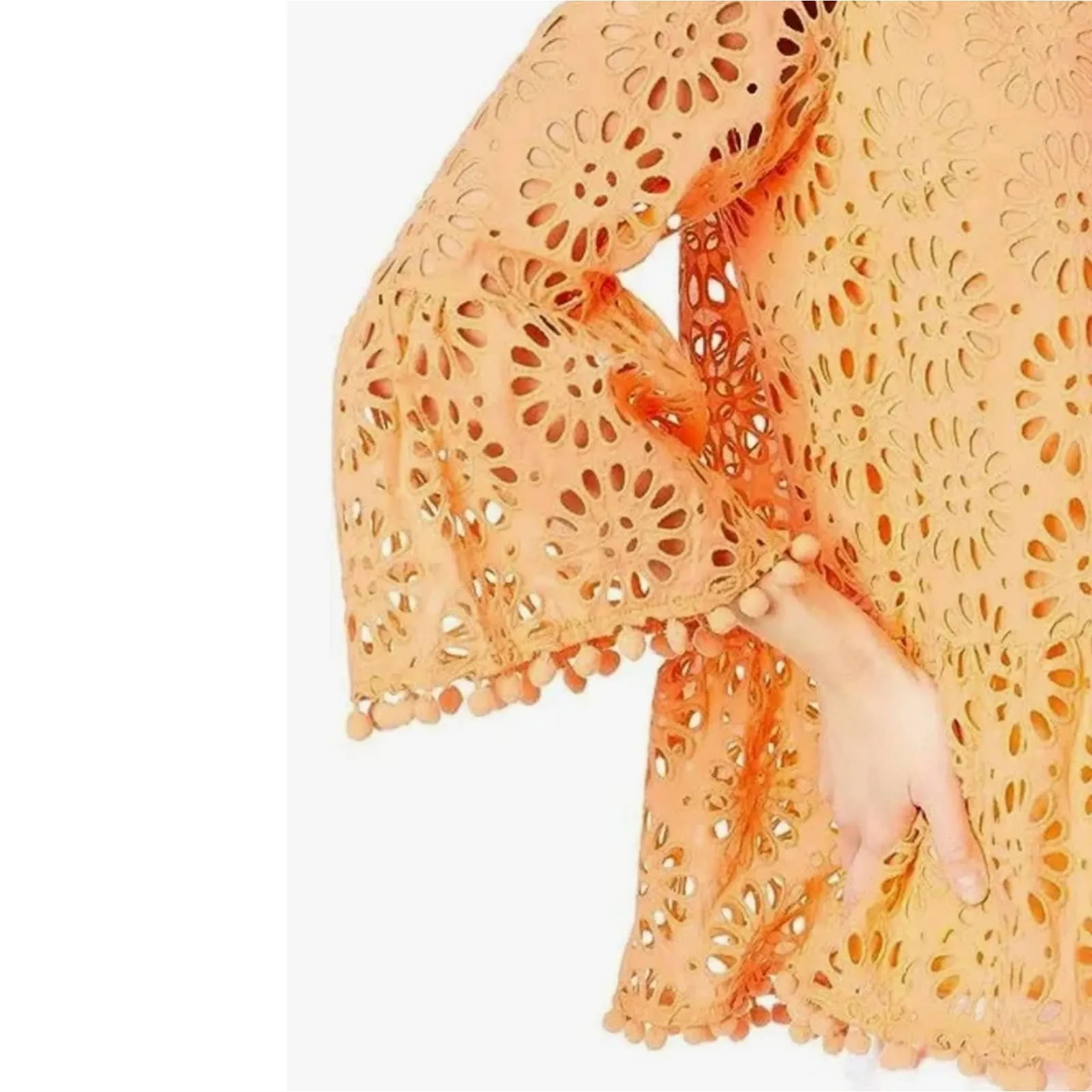 Lilly Pulitzer Bekah Top Cantaloupe Oversized Pinwheel Eyelet LG