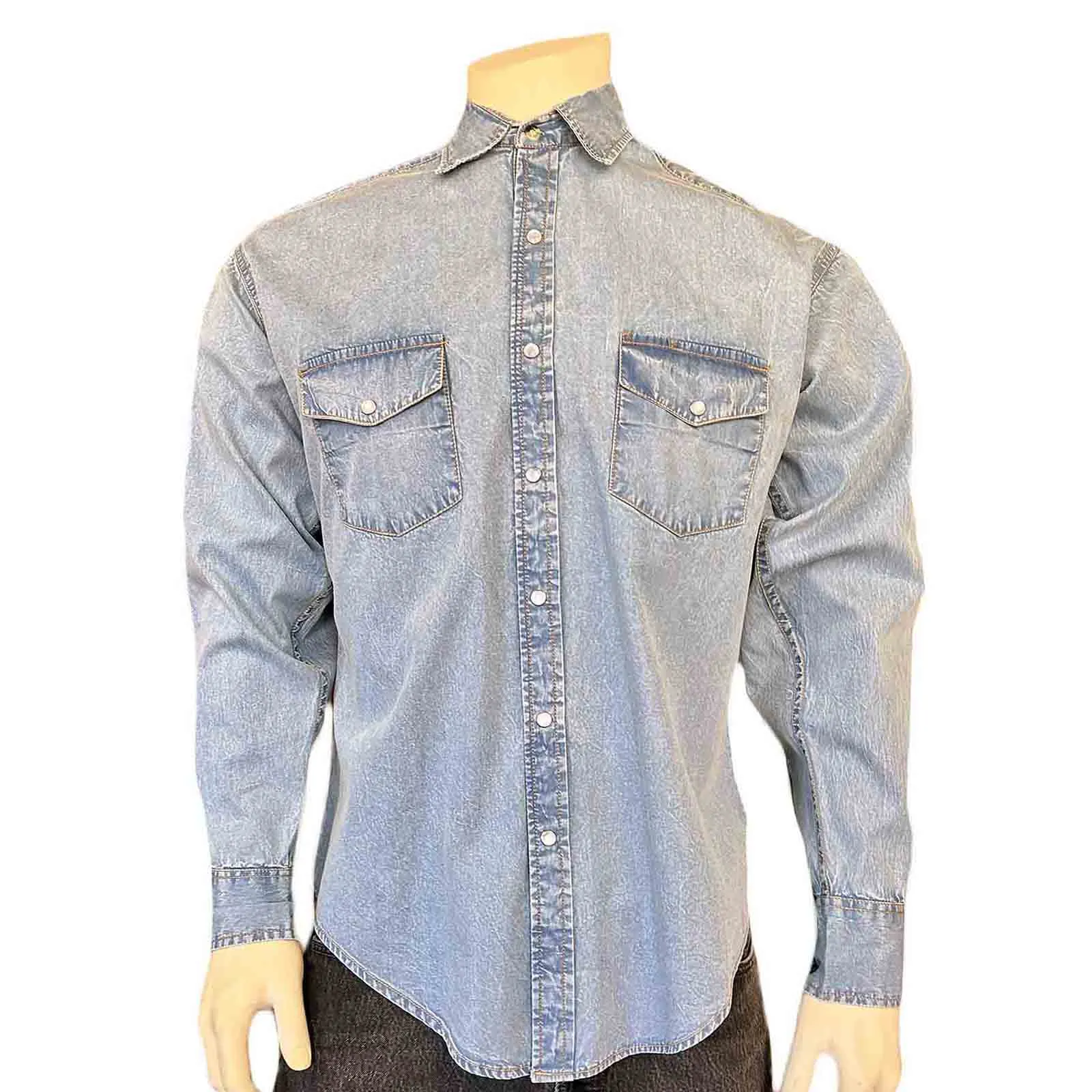 Men's Stonewashed Denim Classic Western Shirt