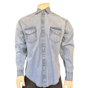 Men's Stonewashed Denim Classic Western Shirt