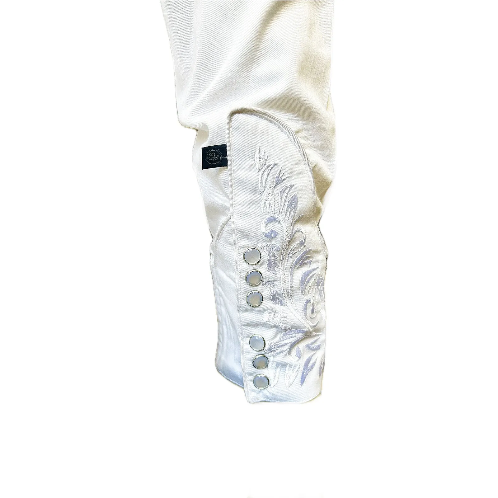 Men's Vintage Tooling Embroidered White-on-White Western Shirt