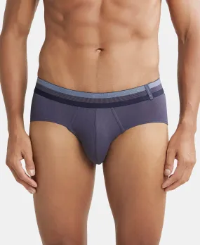 Microfiber Elastane Stretch Solid Brief with StayDry Treatment - Grey Stone
