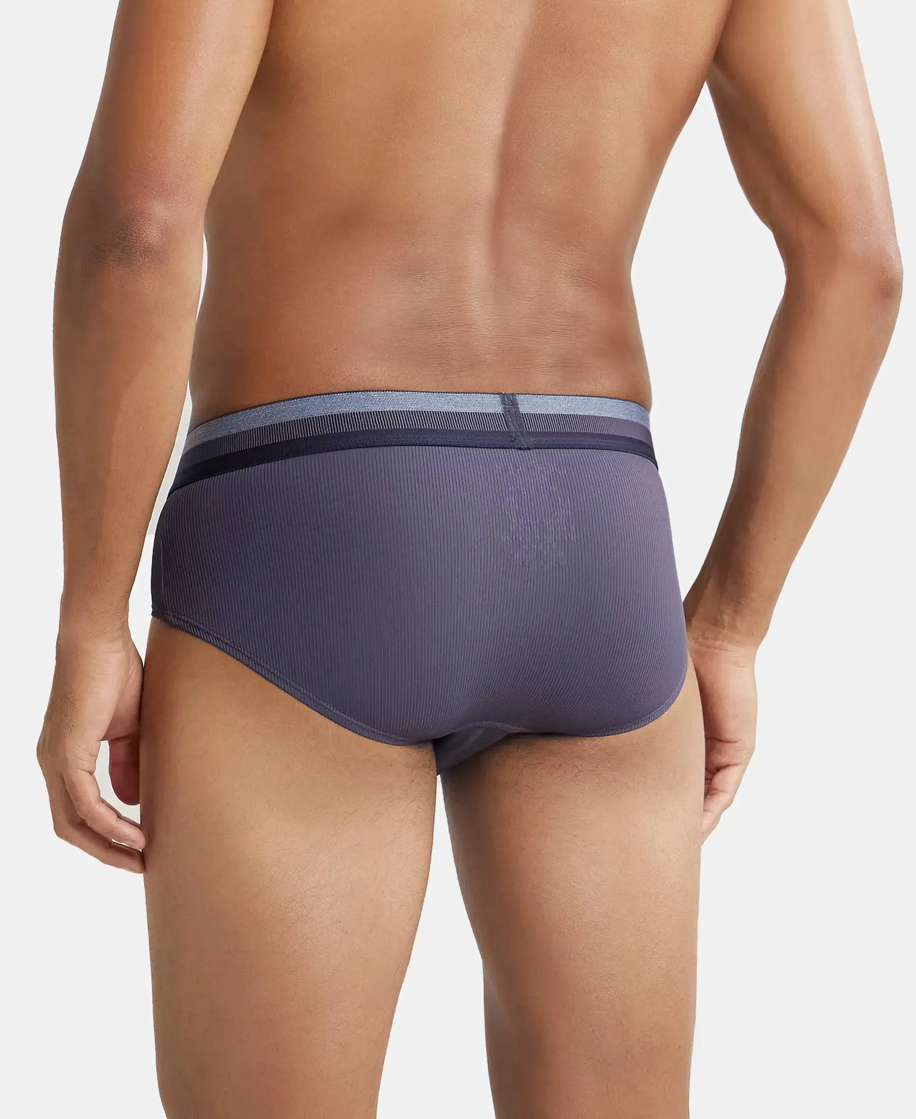 Microfiber Elastane Stretch Solid Brief with StayDry Treatment - Grey Stone