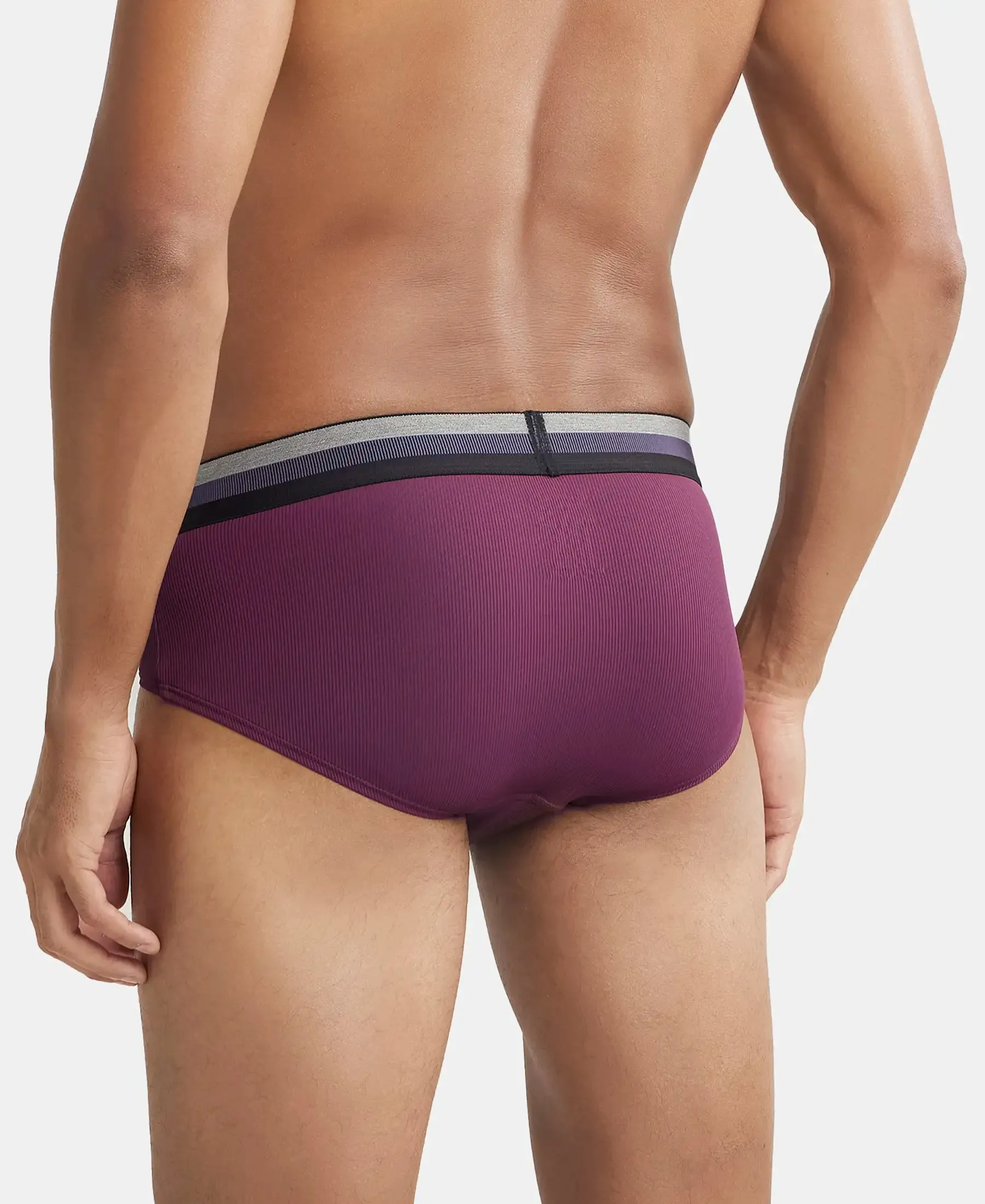 Microfiber Elastane Stretch Solid Brief with StayDry Treatment - Potent Purple