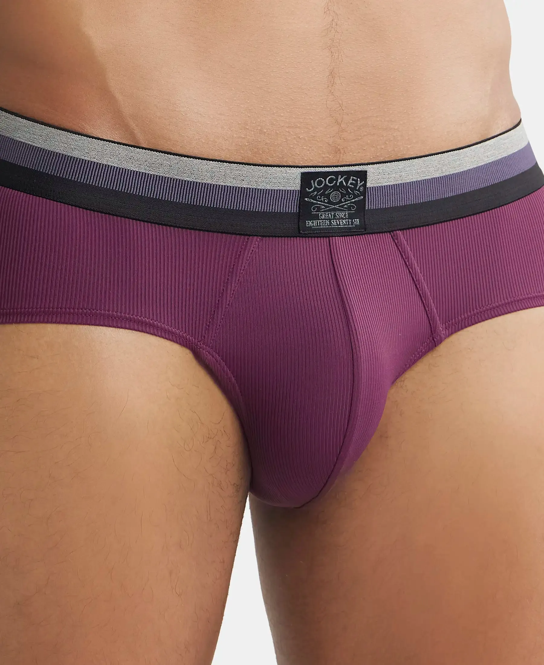 Microfiber Elastane Stretch Solid Brief with StayDry Treatment - Potent Purple