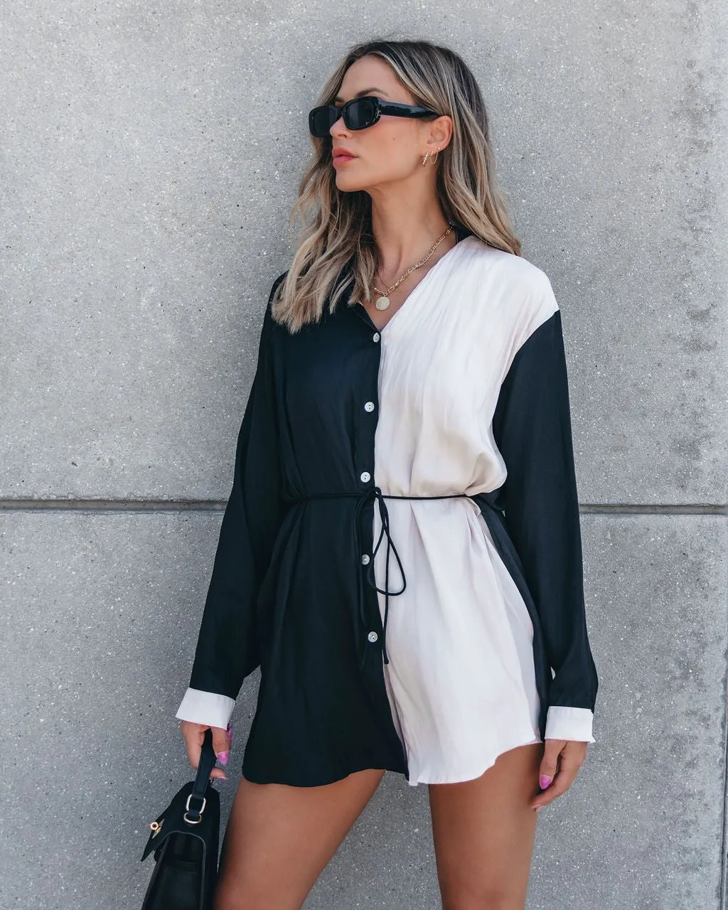 Muse By Magnolia Satin Color Block Romper Dress