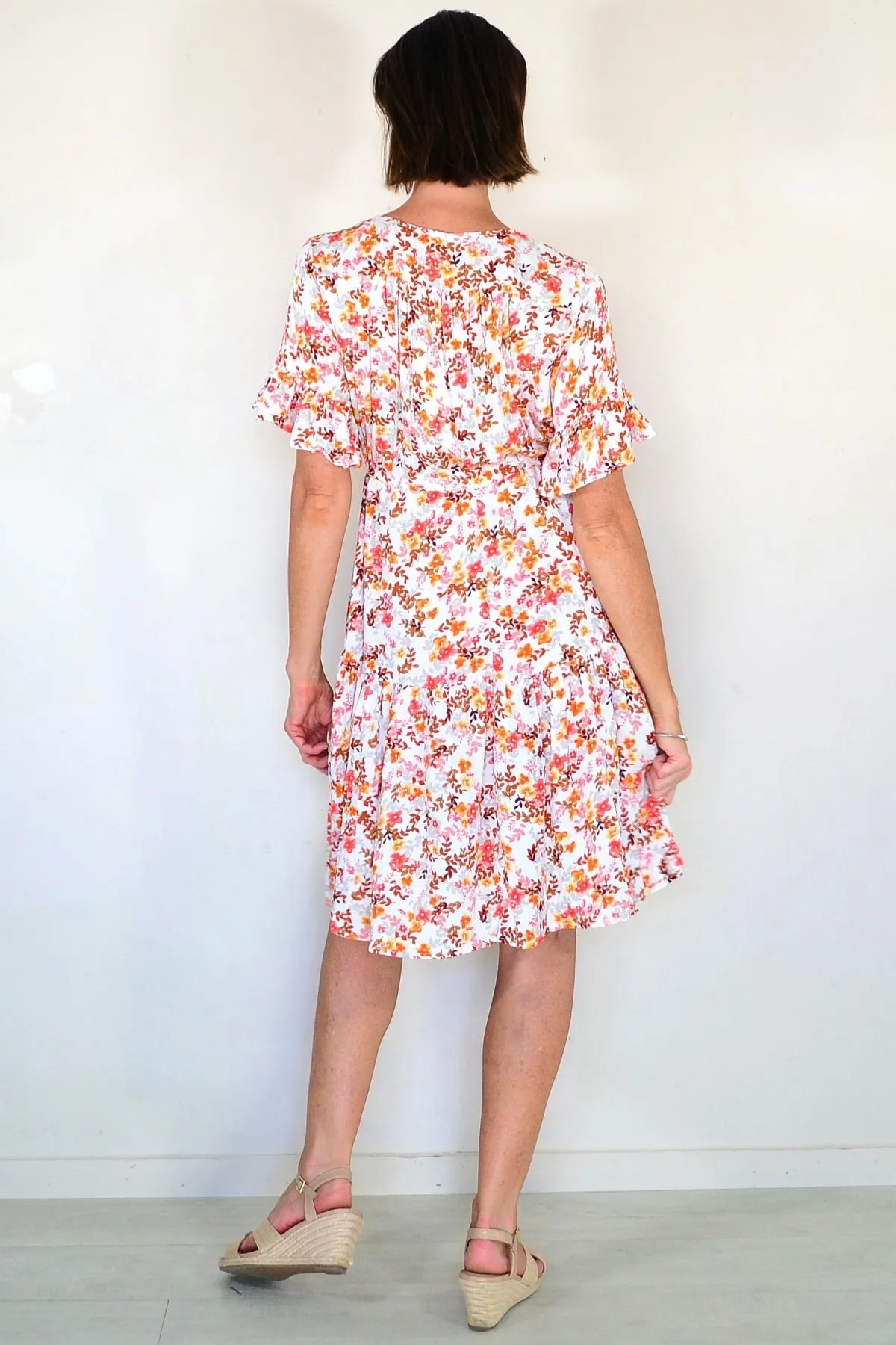 Orange Brown Floral Tunic Dress