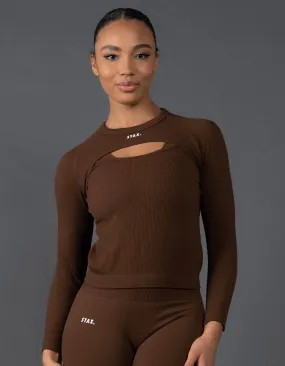Premium Seamless Cut Out Long Sleeve Lounge V5.1 - Bark