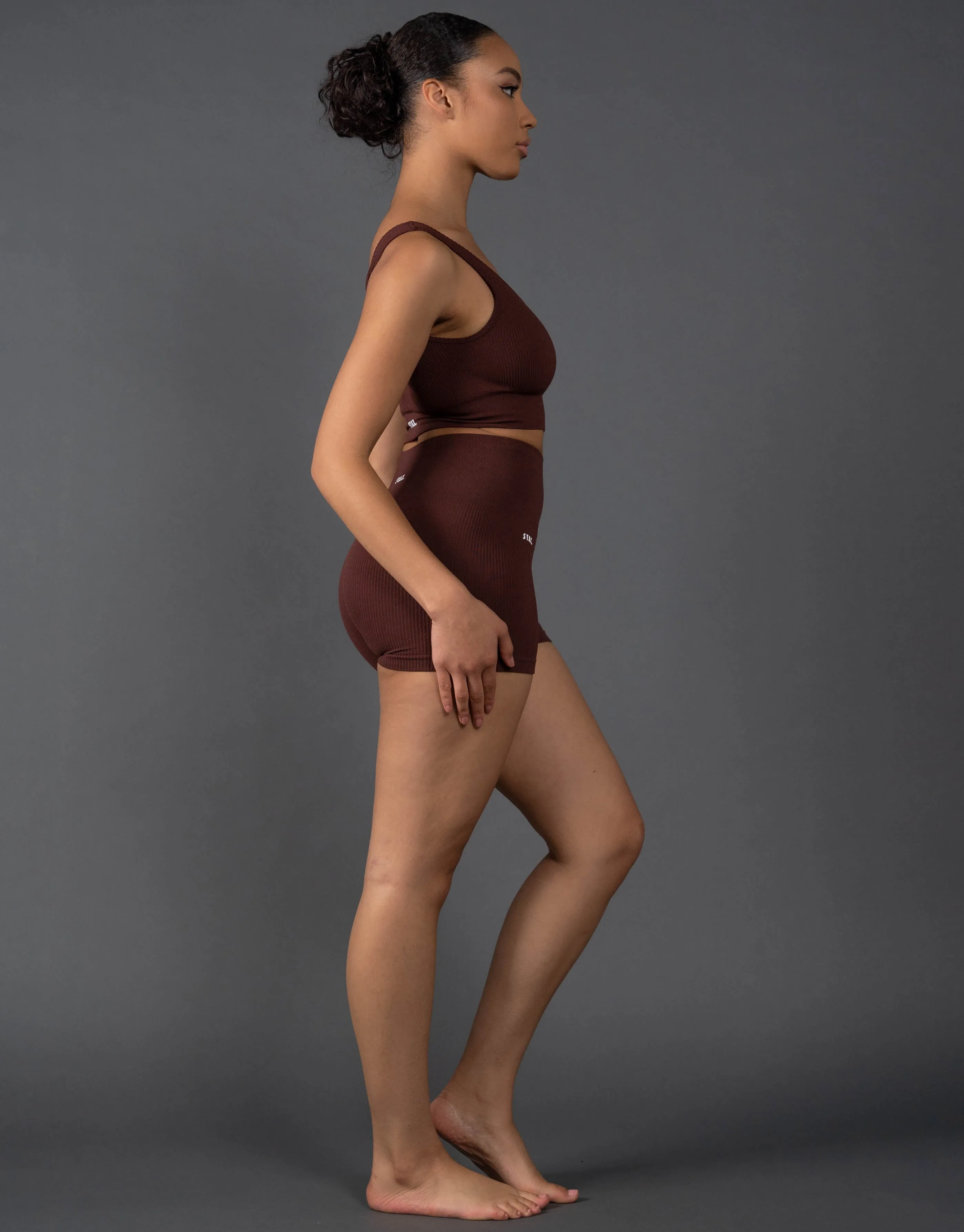 Premium Seamless Mini Lounge Shorts V5.1 - Umber