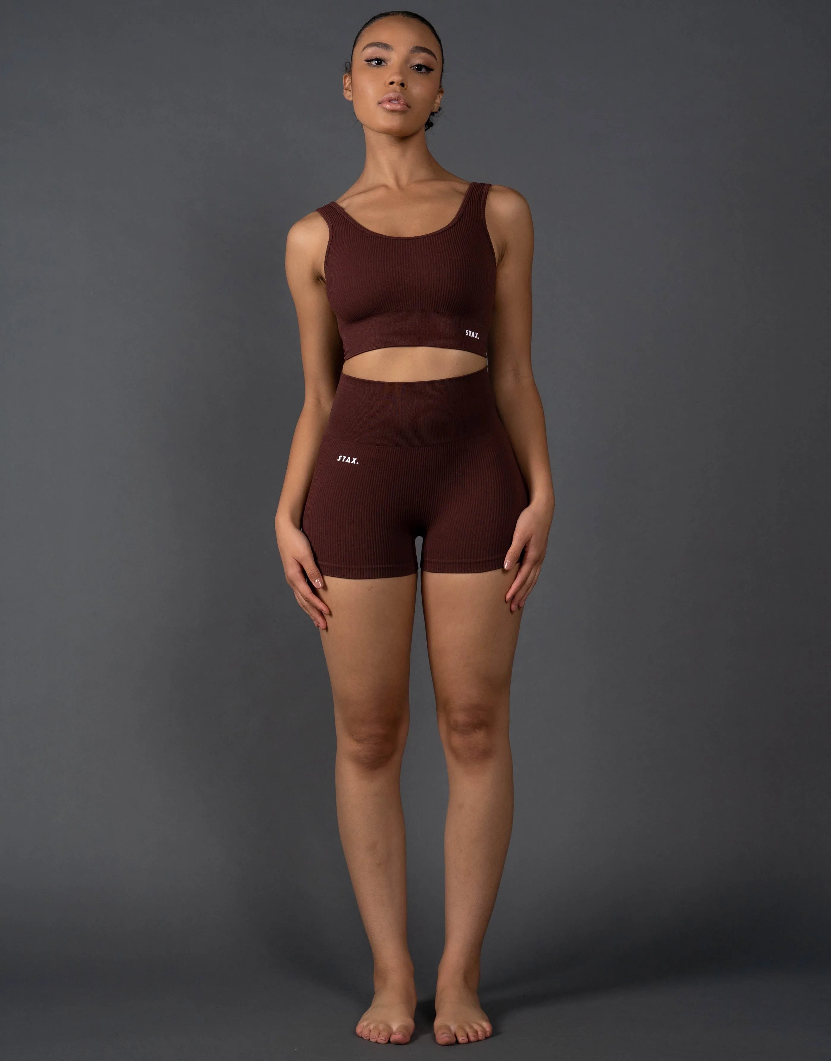 Premium Seamless Mini Lounge Shorts V5.1 - Umber