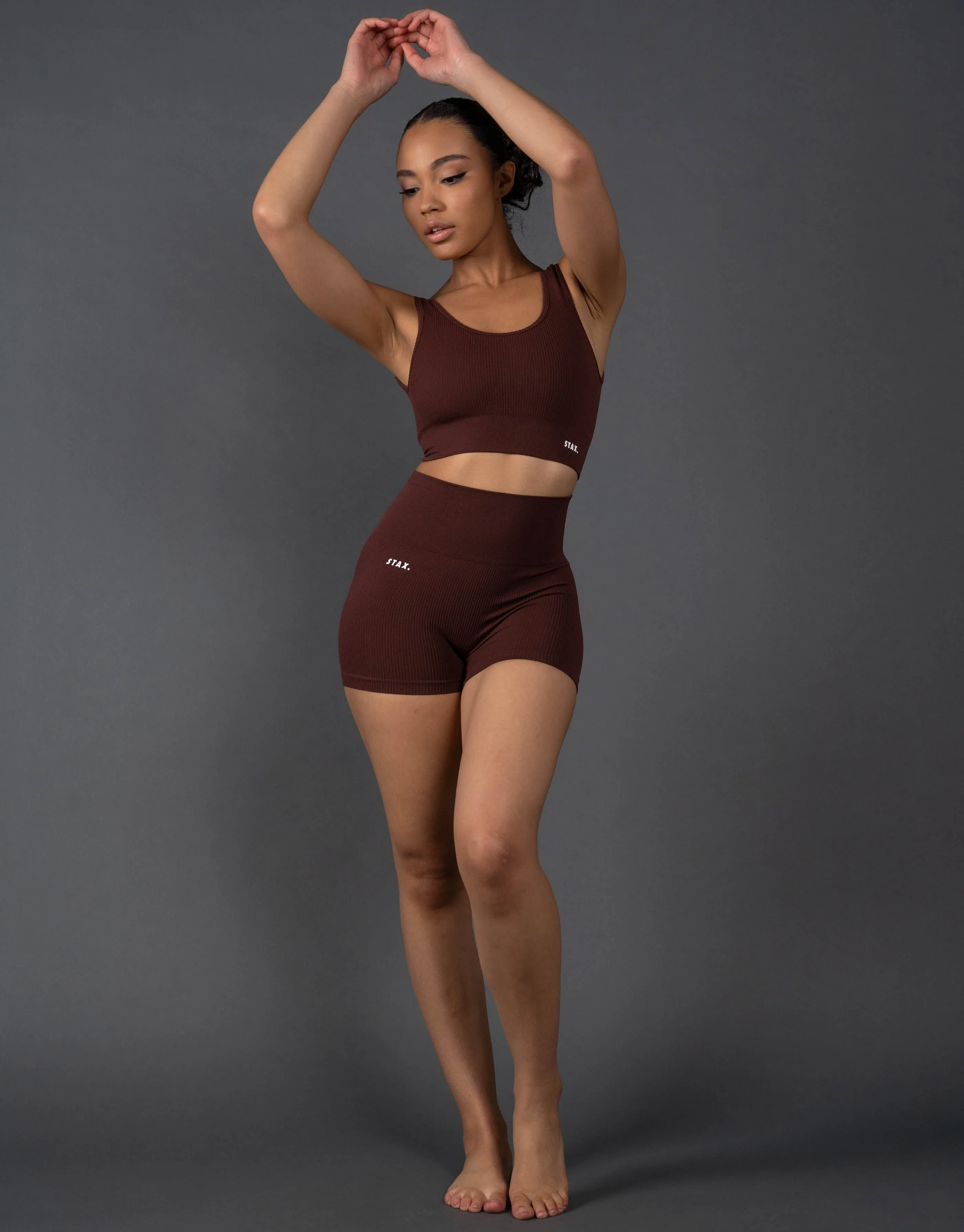 Premium Seamless Mini Lounge Shorts V5.1 - Umber