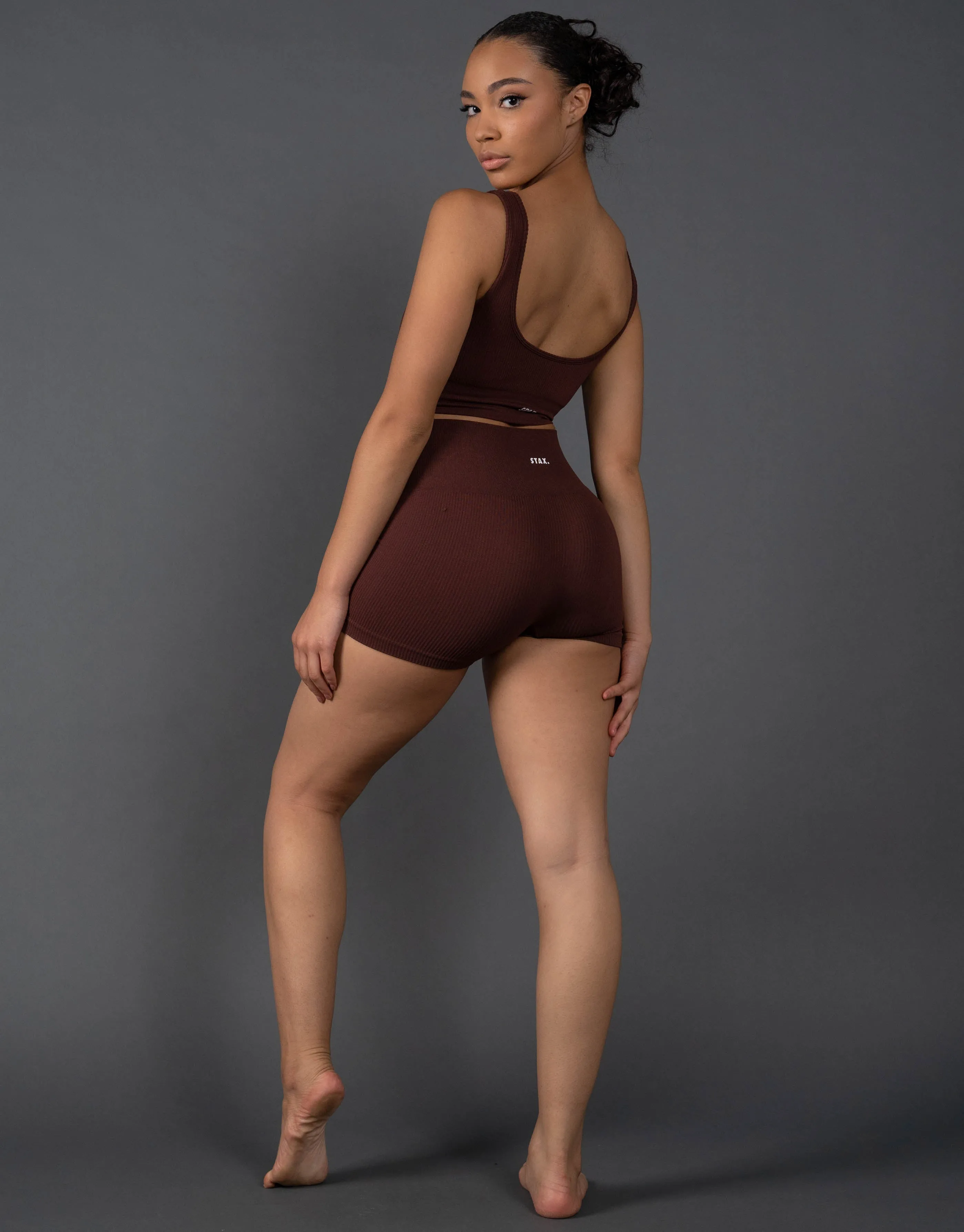 Premium Seamless Mini Lounge Shorts V5.1 - Umber