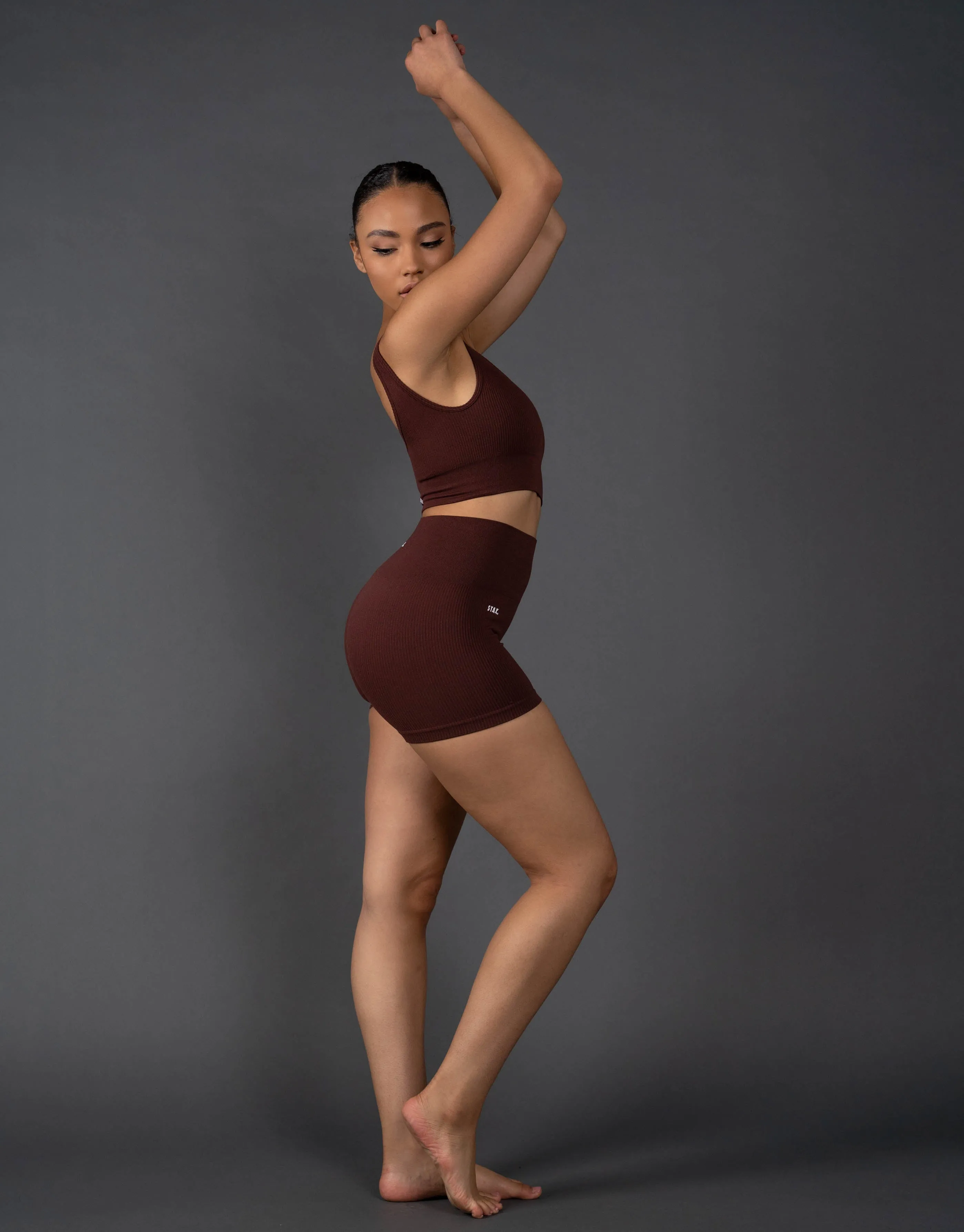 Premium Seamless Mini Lounge Shorts V5.1 - Umber