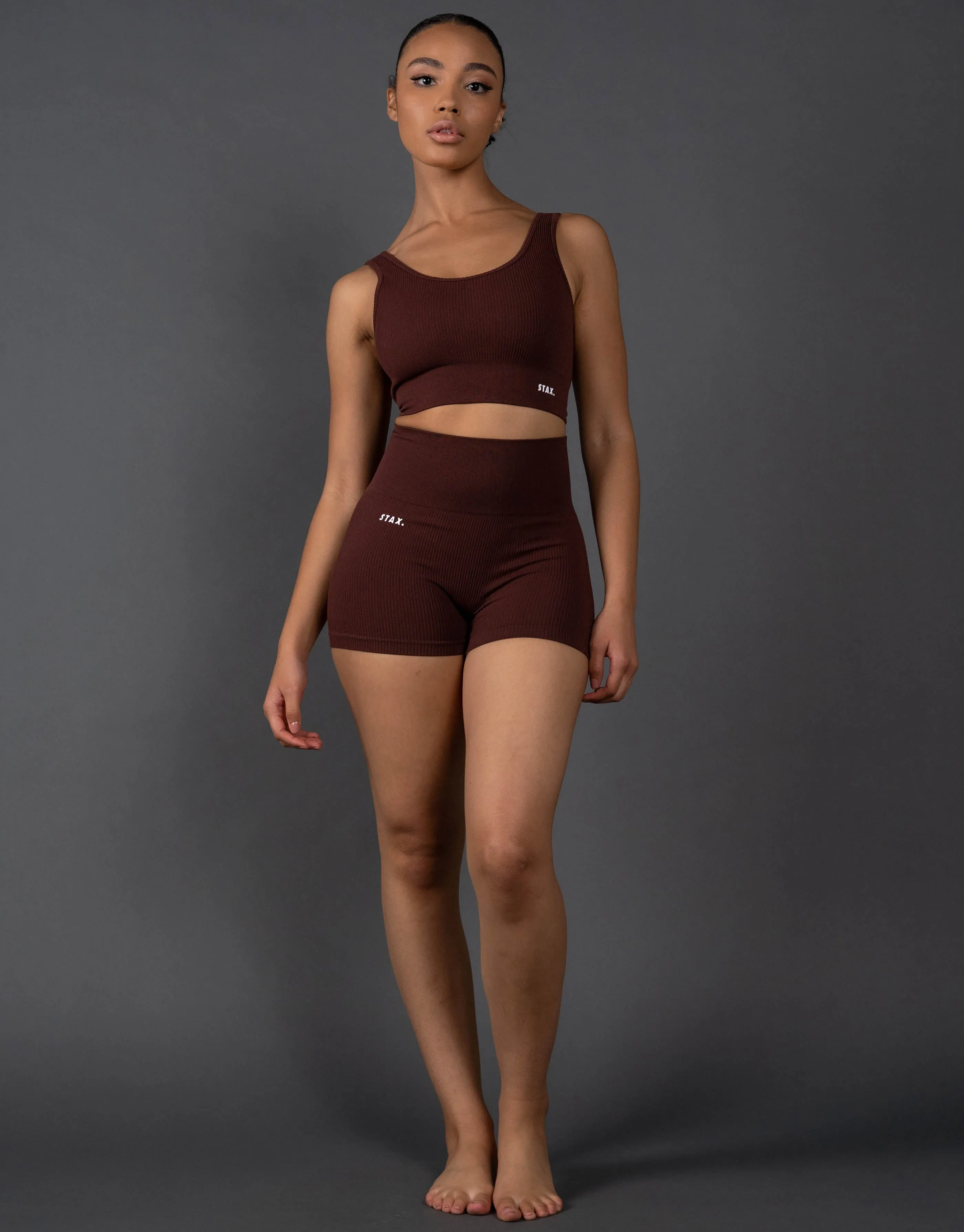 Premium Seamless Mini Lounge Shorts V5.1 - Umber