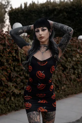 Pumpkins Print Lace Strap Dress