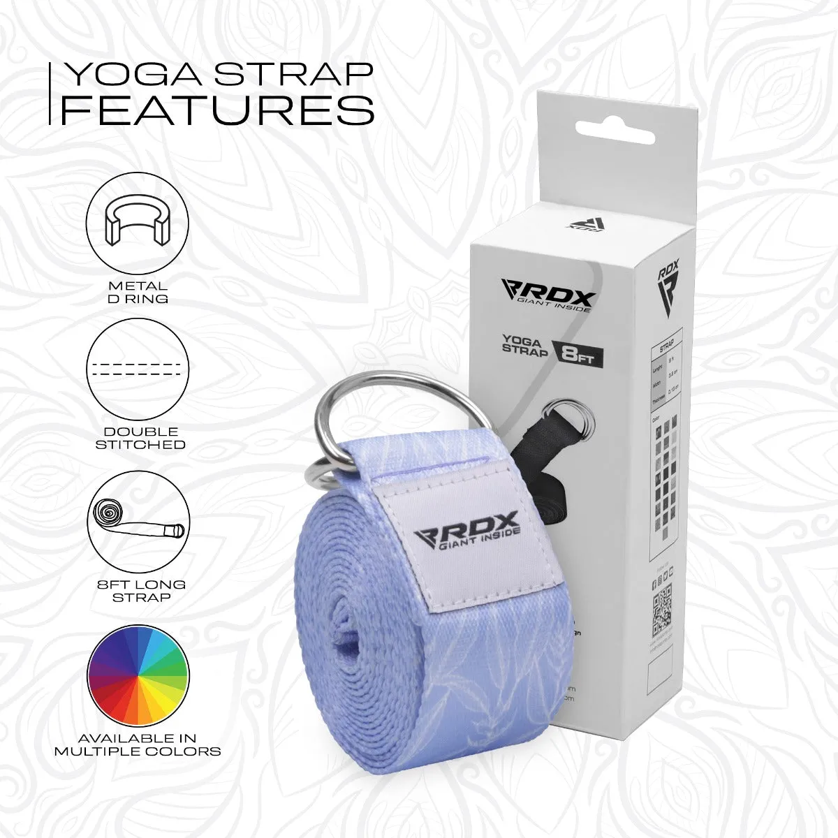 RDX F17 D-Ring Steel Buckle Cotton Yoga Strap