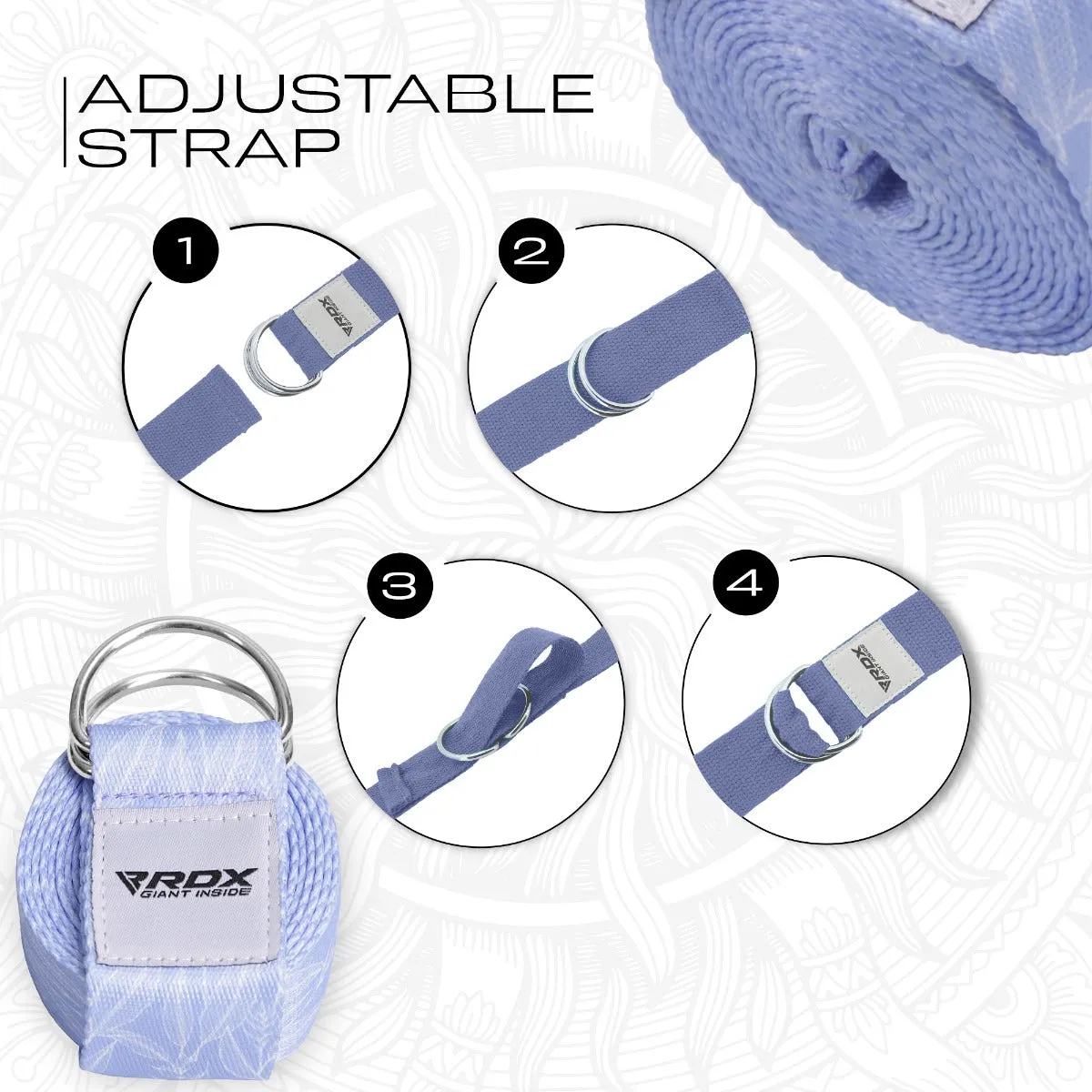 RDX F17 D-Ring Steel Buckle Cotton Yoga Strap