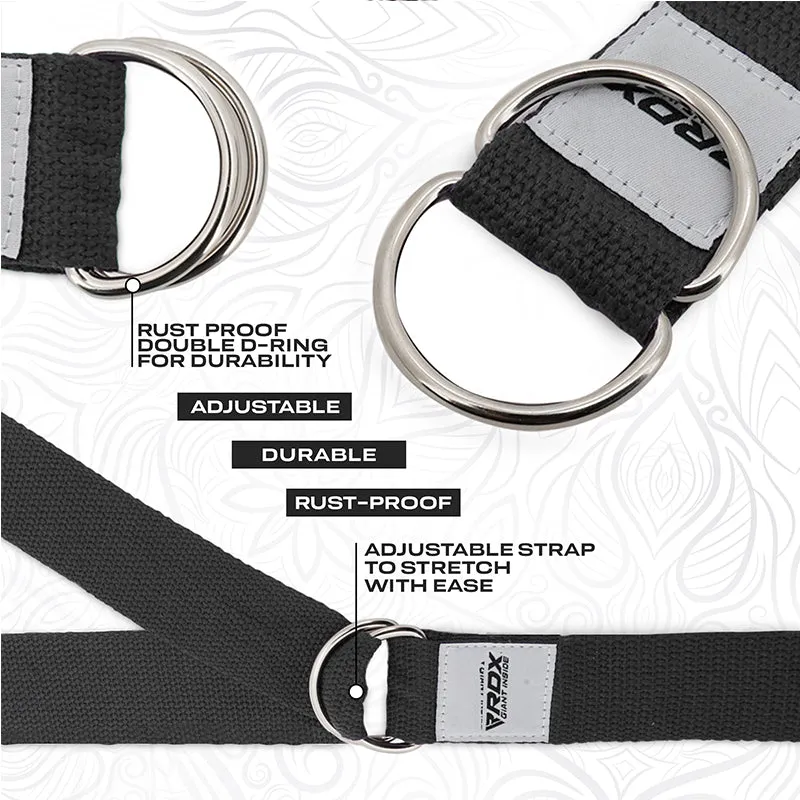 RDX P8 Non-Slip Cotton Yoga Strap with Rust Proof Steel D-Ring Buckle