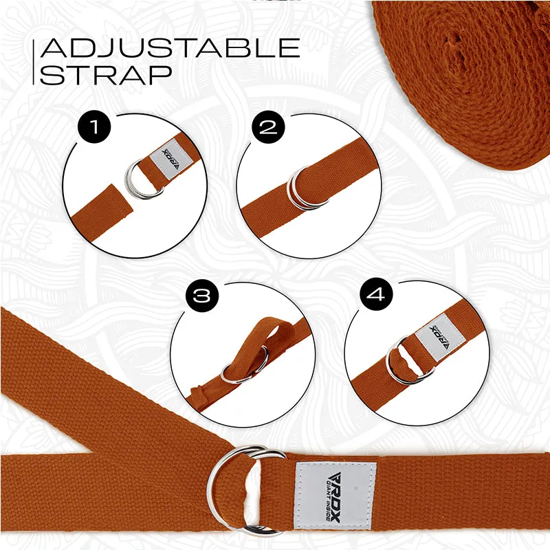 RDX P8 Non-Slip Cotton Yoga Strap with Rust Proof Steel D-Ring Buckle