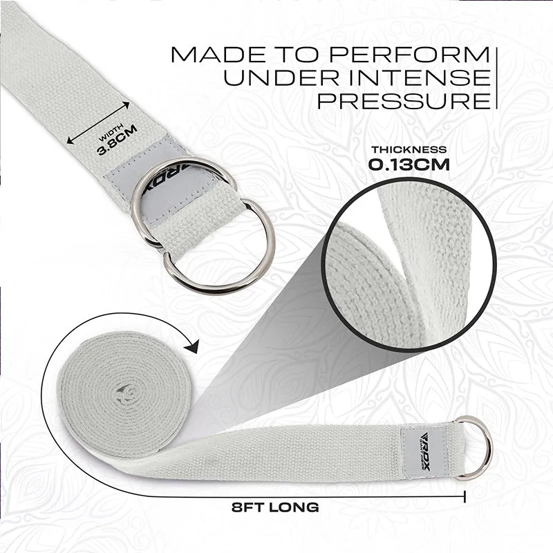 RDX P8 Non-Slip Cotton Yoga Strap with Rust Proof Steel D-Ring Buckle