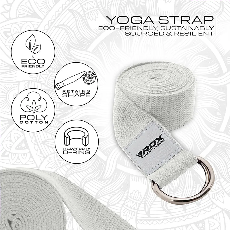 RDX P8 Non-Slip Cotton Yoga Strap with Rust Proof Steel D-Ring Buckle
