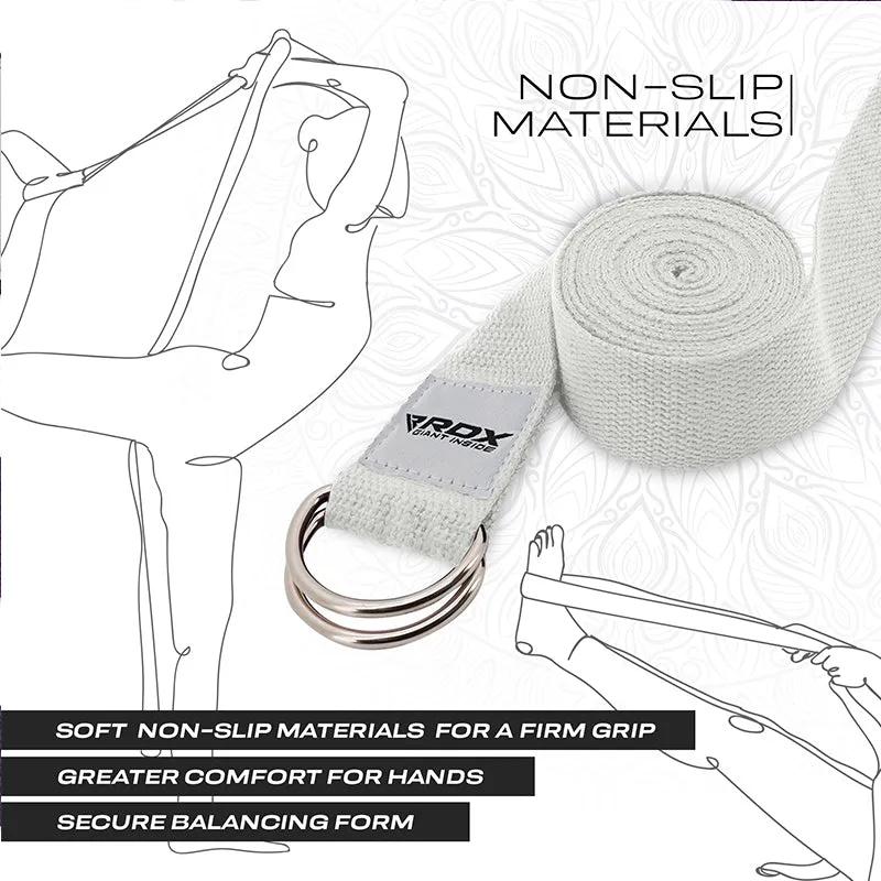 RDX P8 Non-Slip Cotton Yoga Strap with Rust Proof Steel D-Ring Buckle
