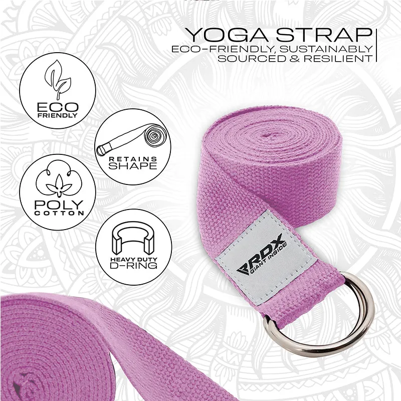RDX P8 Non-Slip Cotton Yoga Strap with Rust Proof Steel D-Ring Buckle