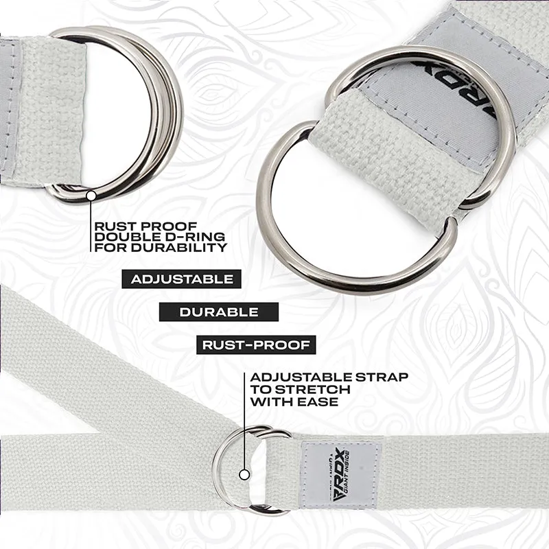 RDX P8 Non-Slip Cotton Yoga Strap with Rust Proof Steel D-Ring Buckle