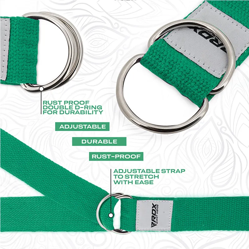 RDX P8 Non-Slip Cotton Yoga Strap with Rust Proof Steel D-Ring Buckle