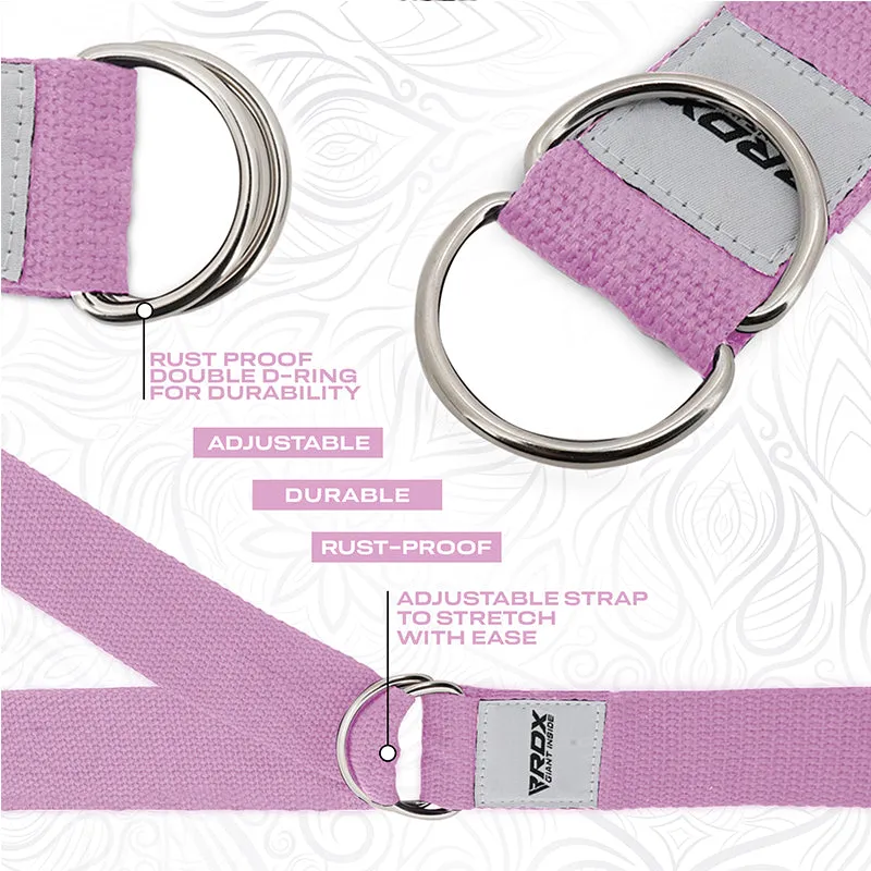 RDX P8 Non-Slip Cotton Yoga Strap with Rust Proof Steel D-Ring Buckle