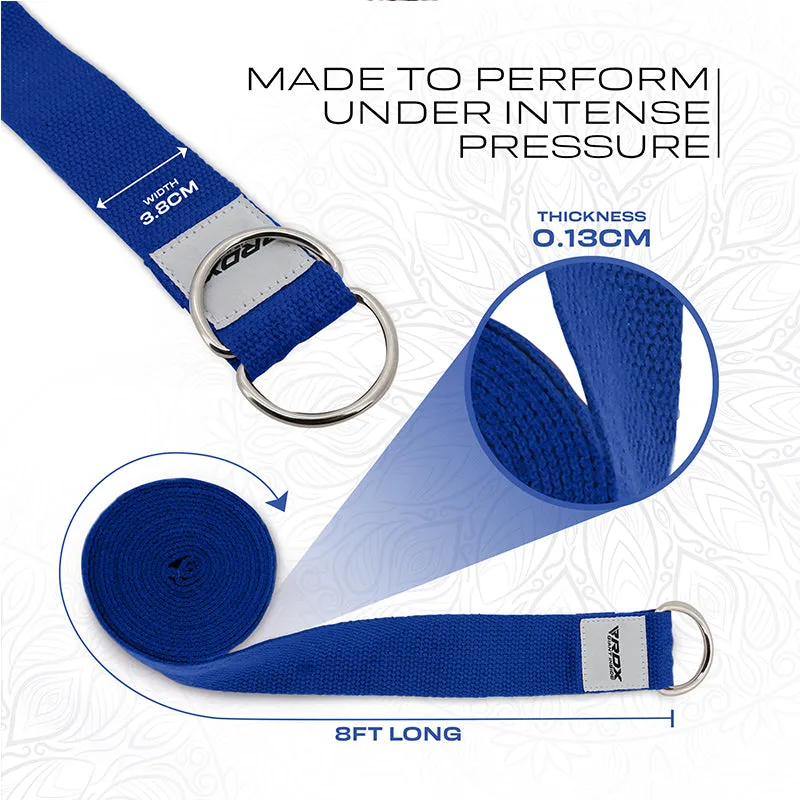RDX P8 Non-Slip Cotton Yoga Strap with Rust Proof Steel D-Ring Buckle