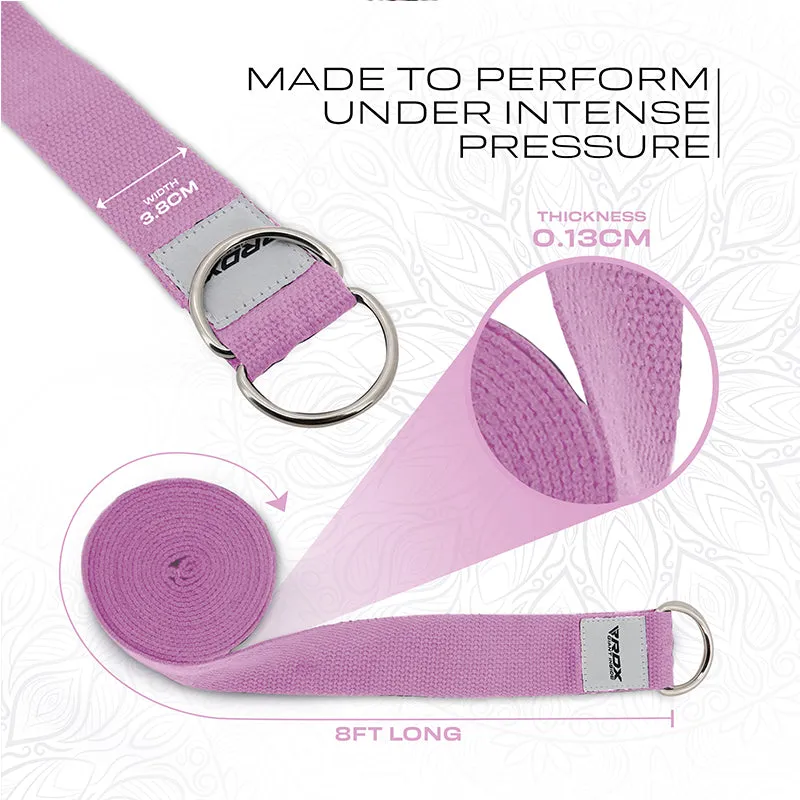 RDX P8 Non-Slip Cotton Yoga Strap with Rust Proof Steel D-Ring Buckle