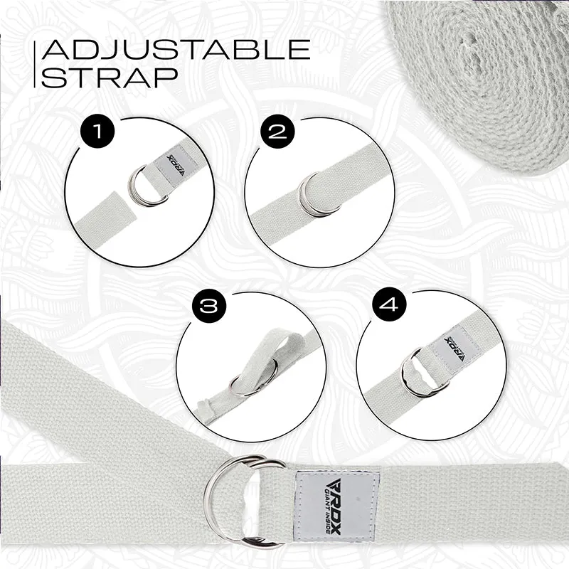 RDX P8 Non-Slip Cotton Yoga Strap with Rust Proof Steel D-Ring Buckle