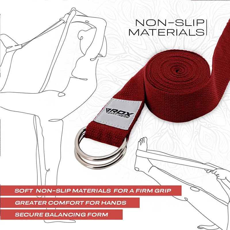 RDX P8 Non-Slip Cotton Yoga Strap with Rust Proof Steel D-Ring Buckle