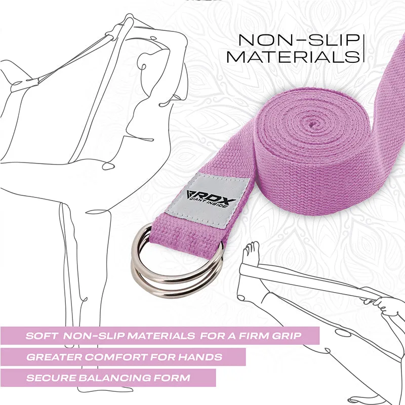 RDX P8 Non-Slip Cotton Yoga Strap with Rust Proof Steel D-Ring Buckle