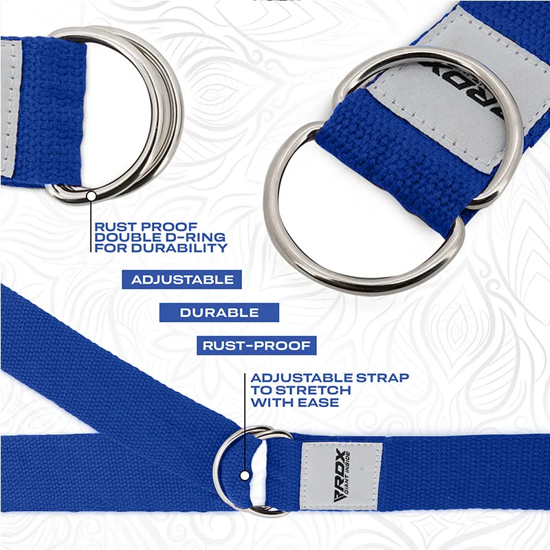 RDX P8 Non-Slip Cotton Yoga Strap with Rust Proof Steel D-Ring Buckle