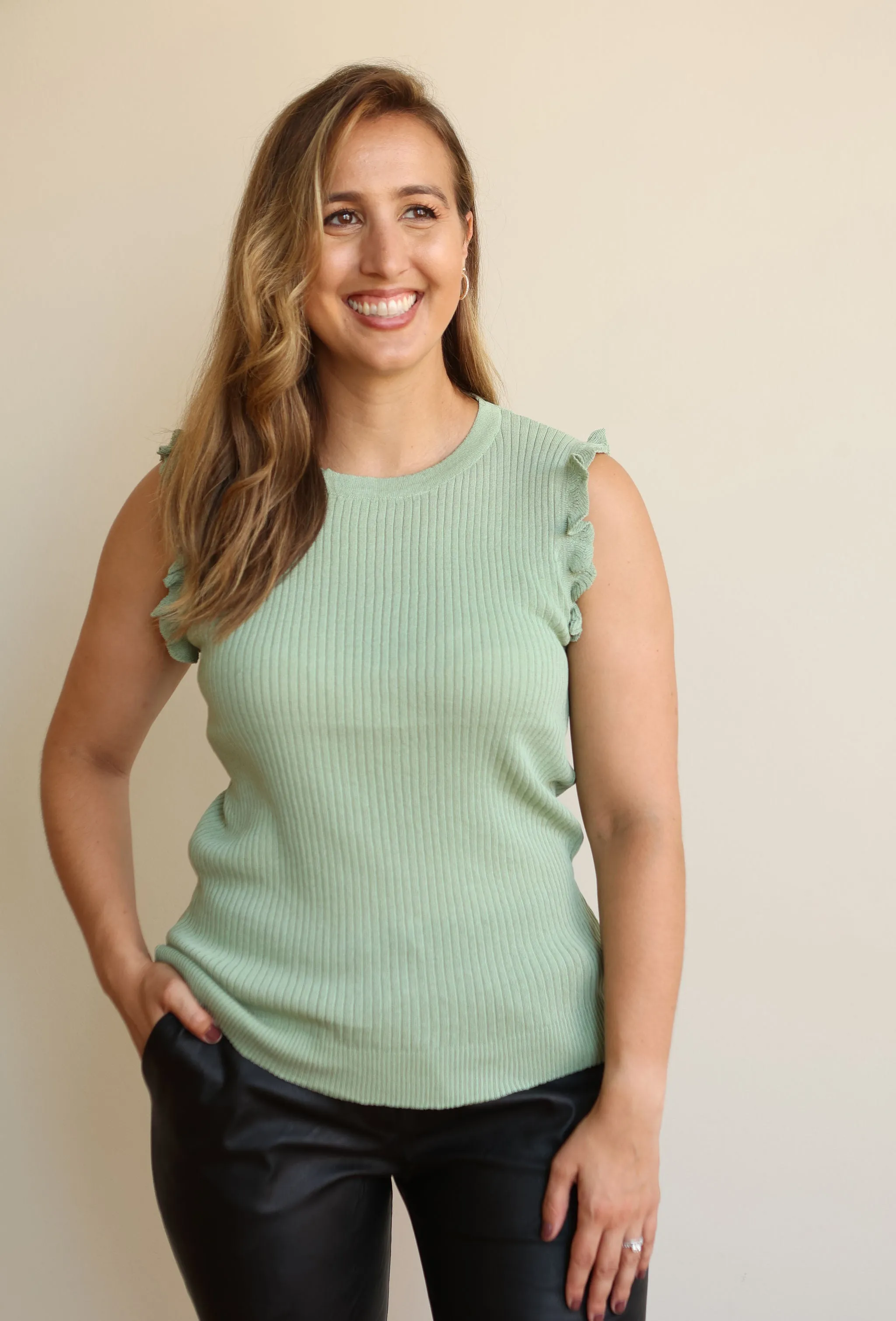 RHAPSODY Ruffle Tank Top