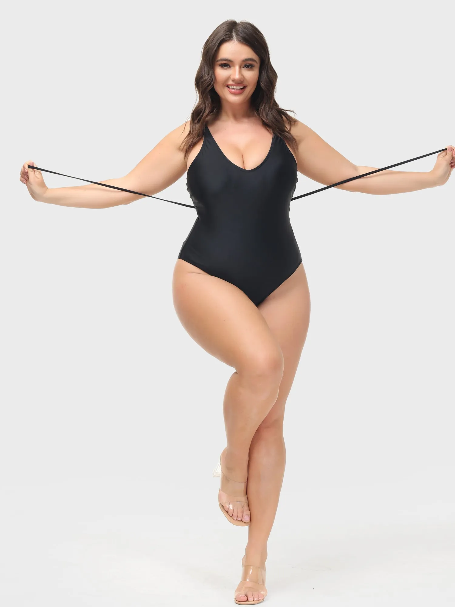 Sexy Back Lace-up Swim Bodysuit