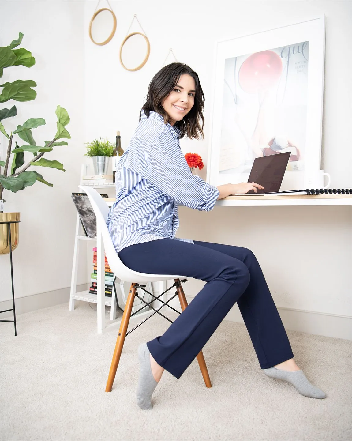 Straight-Leg | Classic Dress Pant Yoga Pants (Blue)