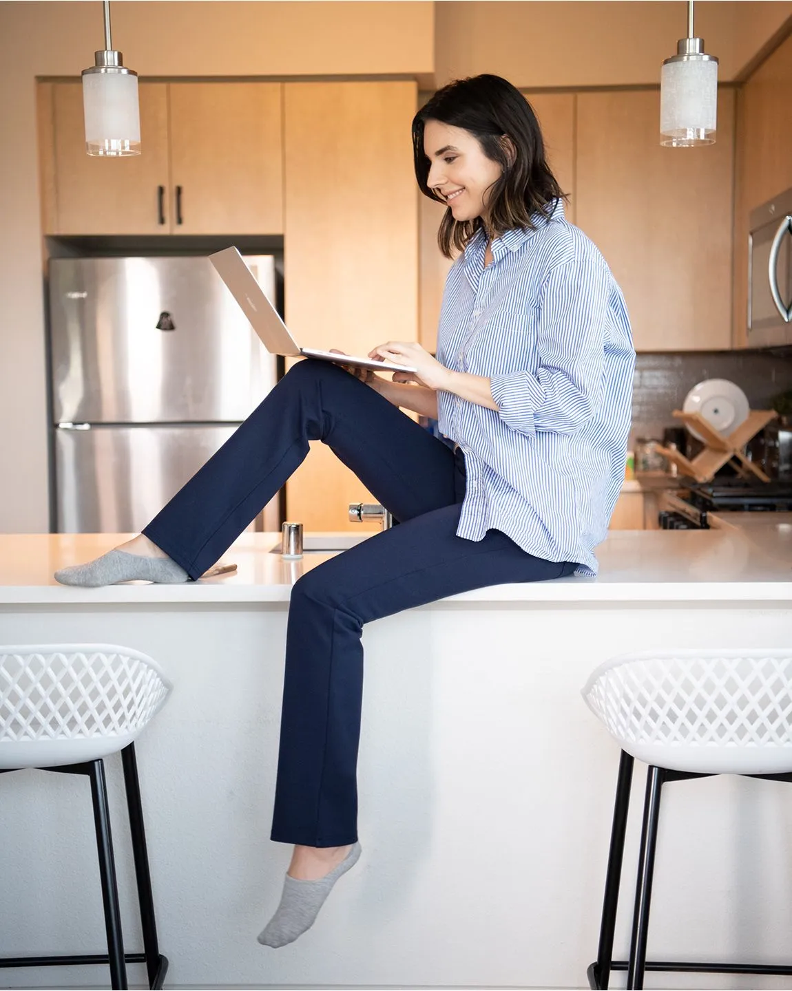 Straight-Leg | Classic Dress Pant Yoga Pants (Blue)