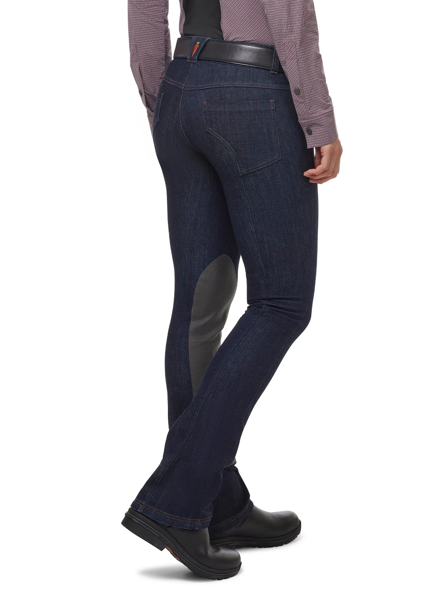 Stretch Denim Extended Knee Patch Bootcut Riding Pant - Tall