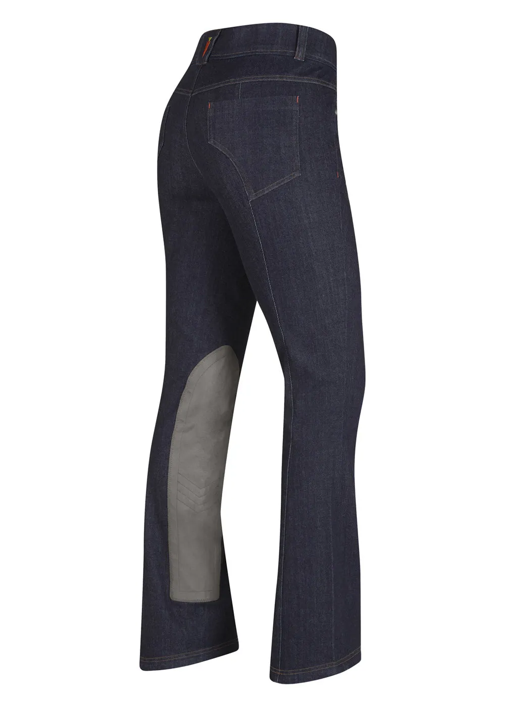 Stretch Denim Extended Knee Patch Bootcut Riding Pant - Tall