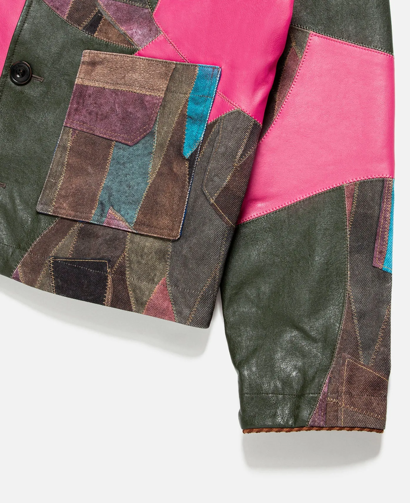 Unisex Trompe L'oeil Patchwork Jacket (Multi)