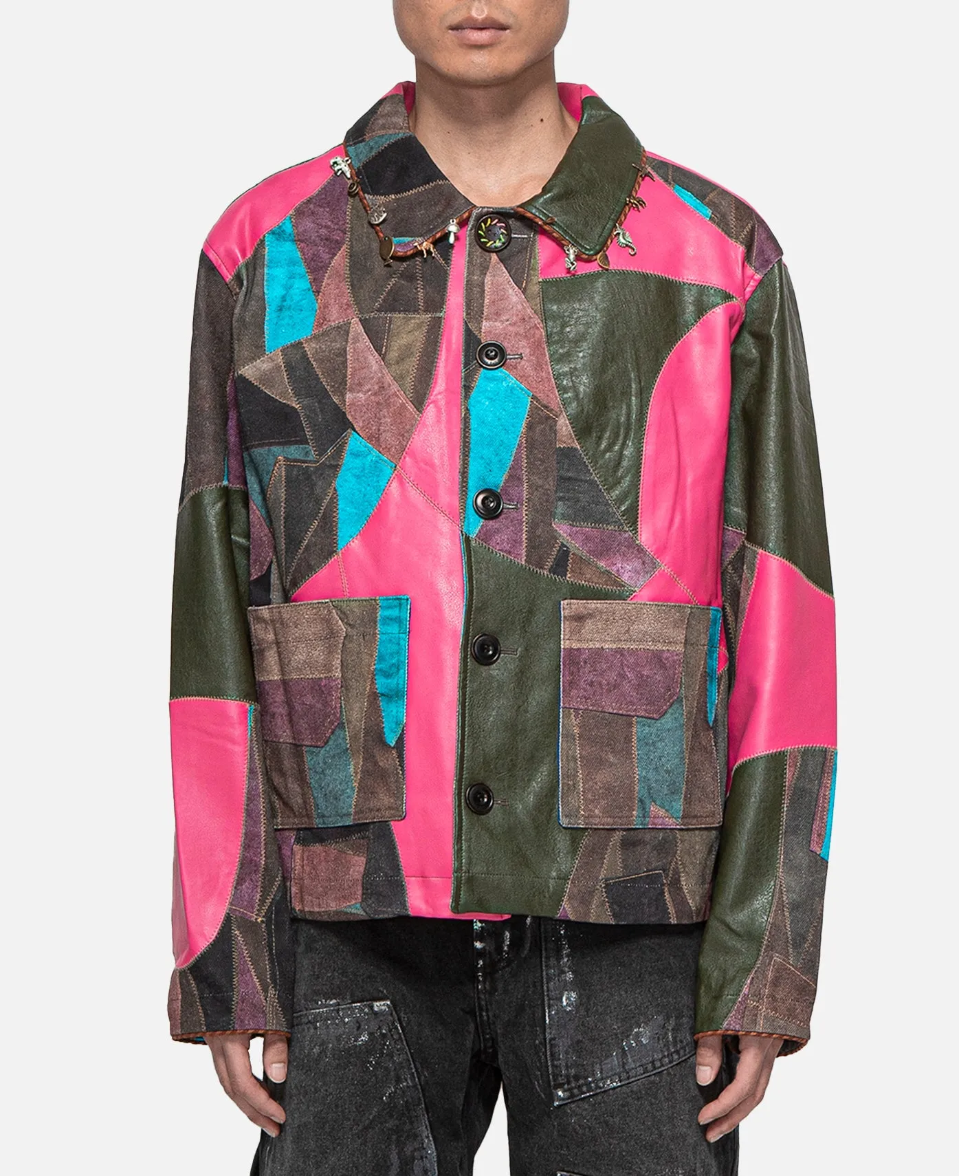 Unisex Trompe L'oeil Patchwork Jacket (Multi)