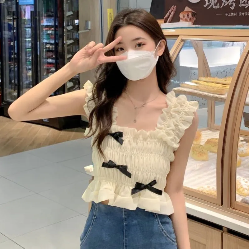 Women's Cute Bowknot Ruffled Tank Top